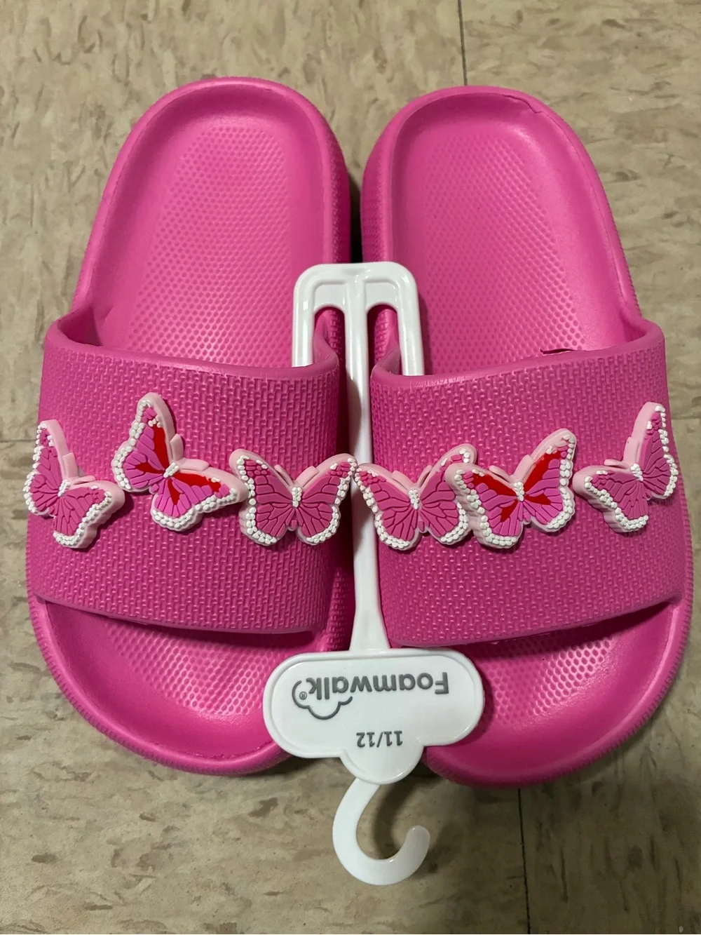 Girls' Pink Butterfly Slide Sandals